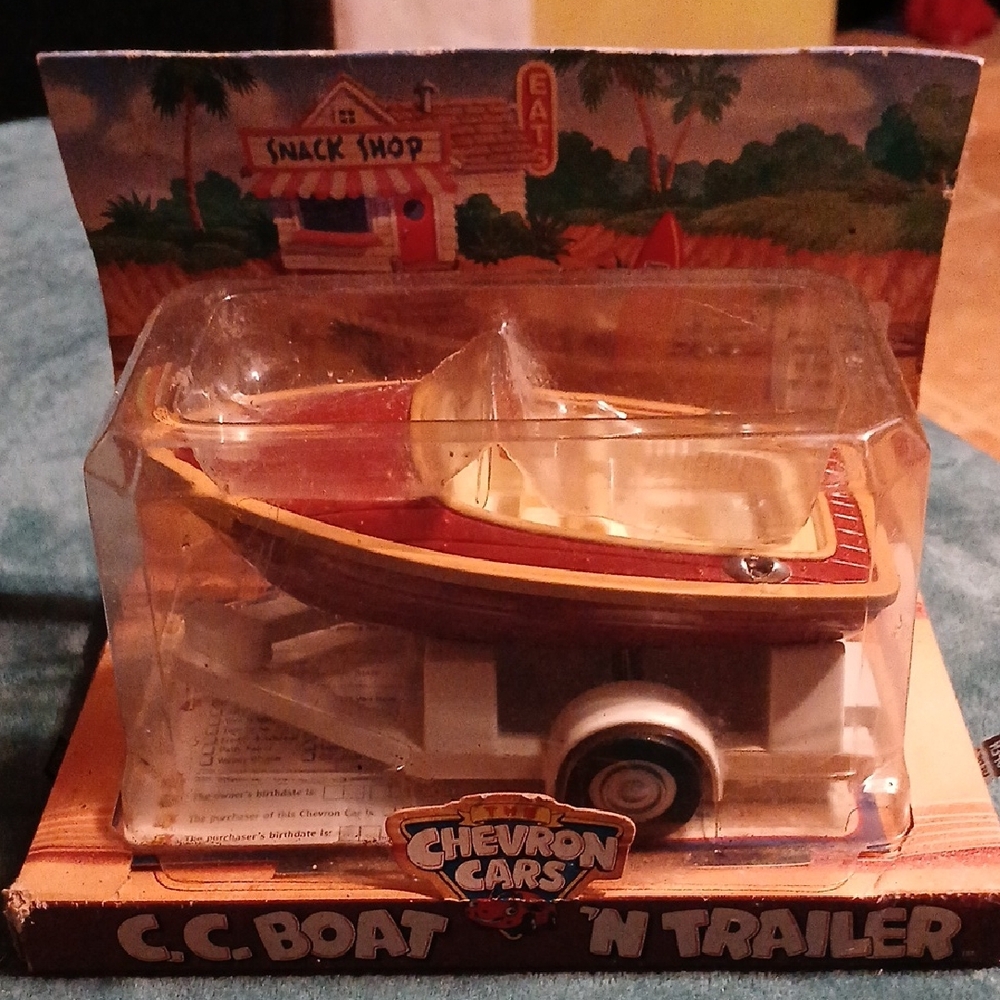 Chevron Cars Boat and Trailer - Red and White